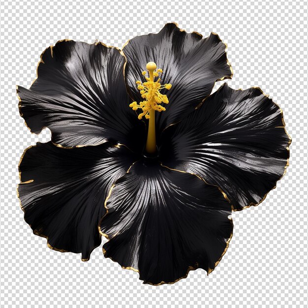 PSD 투명 한 배경 에 분리 된 검은 금색 히비스쿠스 꽃