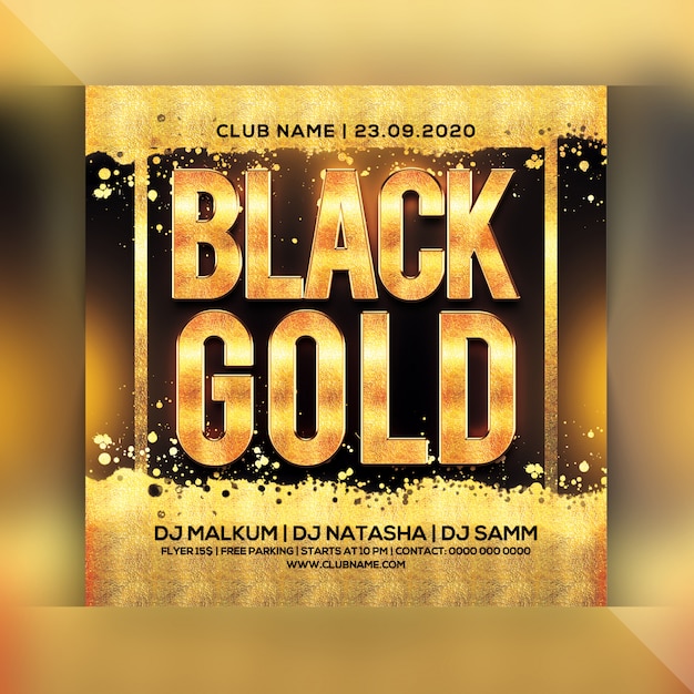 PSD black gold party flyer