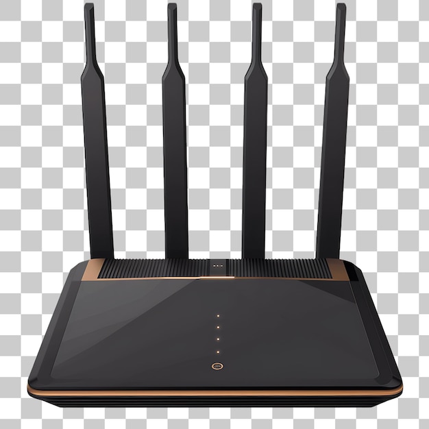 PSD router nero e oro su sfondo bianco