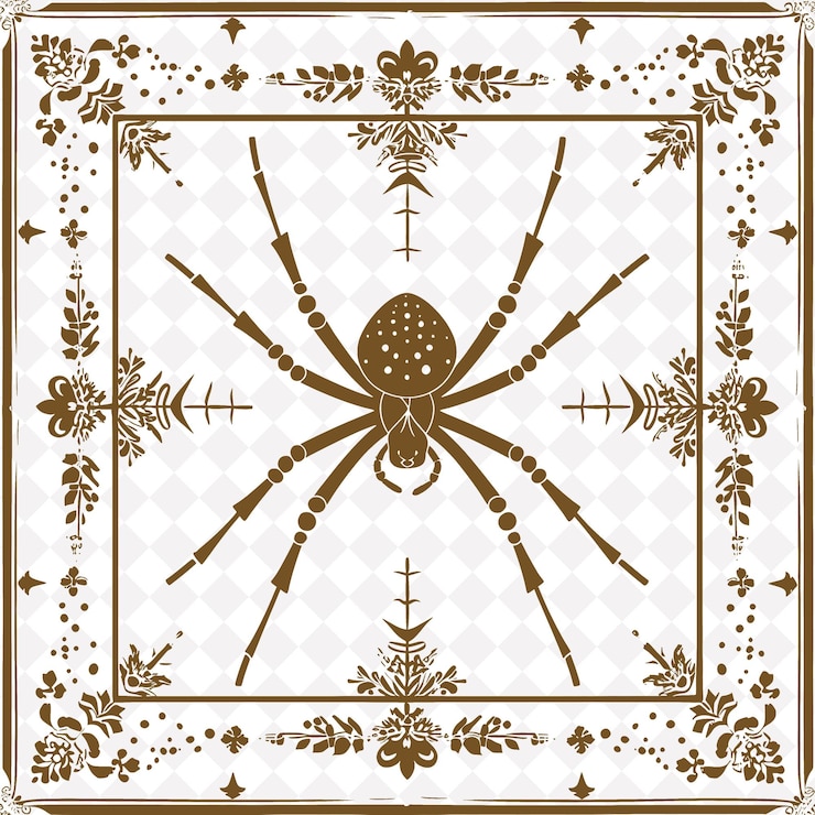 PSD a black and gold spider with a gold pattern
