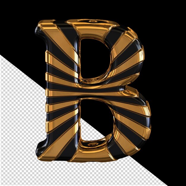 PSD black and gold symbol letter b