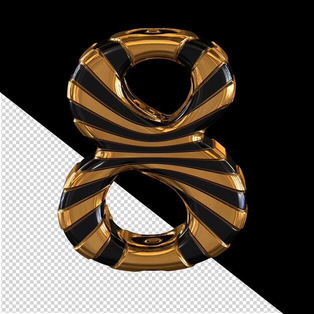 Black and gold symbol number 8