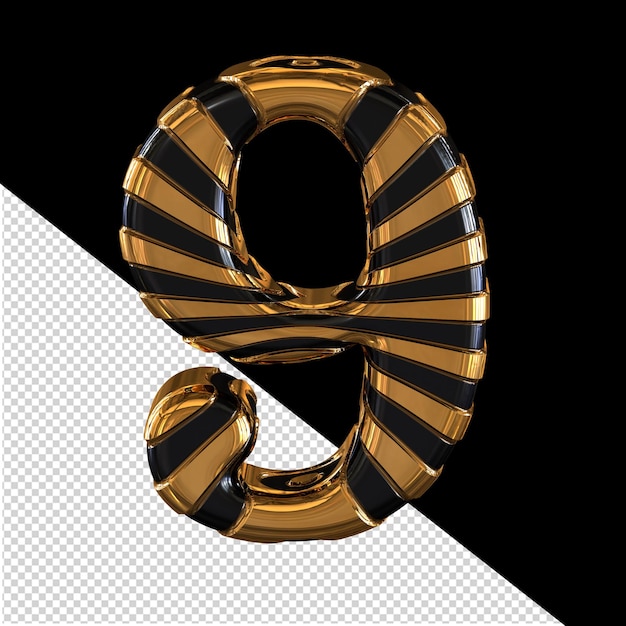 PSD black and gold symbol number 9