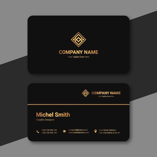 PSD black and golden minimal business card template