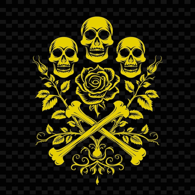 PSD black gothic rose logo met decorative sku creatief vector design van de natuur collectie