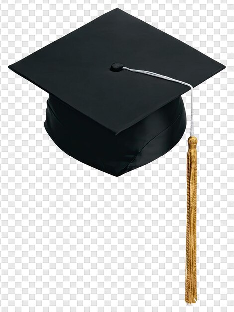 PSD a black graduation cap with a gold tassel on it