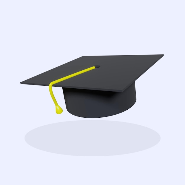 a black graduation cap with a yellow strap on it