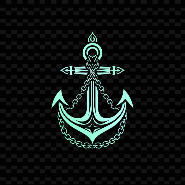 PSD a black and green anchor with a green background