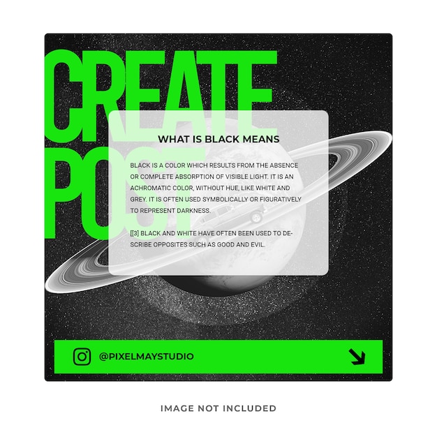 PSD black and green instagram square template psd