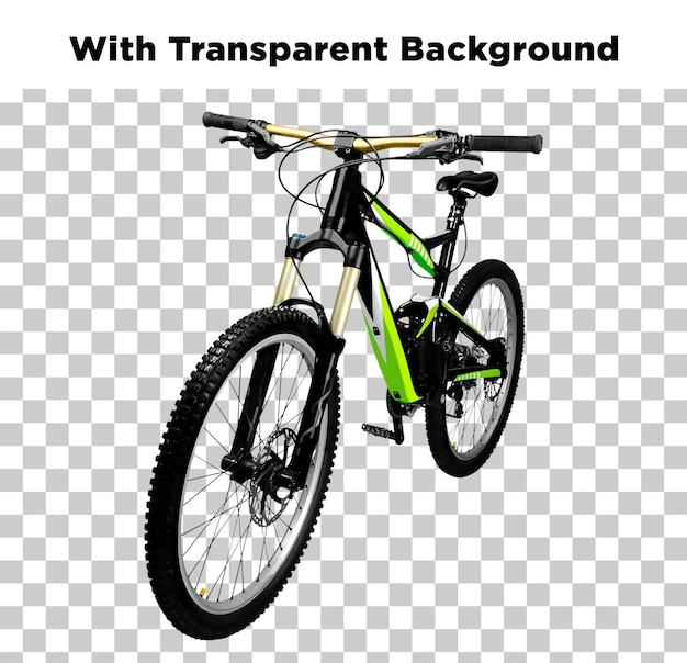 Black and Green Mountain Bike with Transparent Background