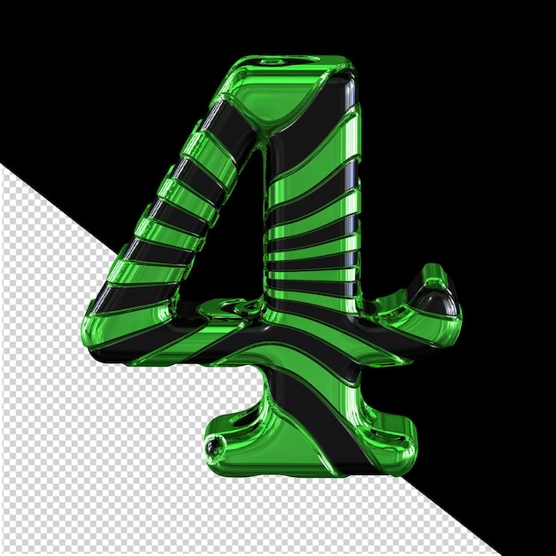 PSD black and green symbol number 4