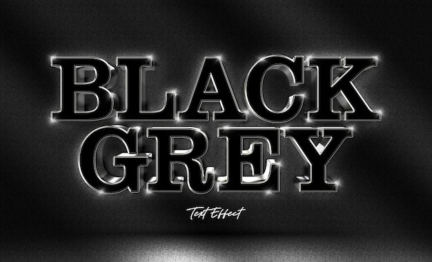 Black Grey 3d text effect template