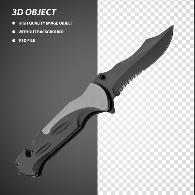 Coltello da tasca nero e grigio oggetto 3d