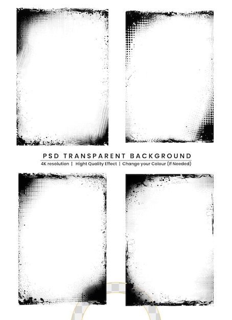 PSD black grunge poster on transparent background