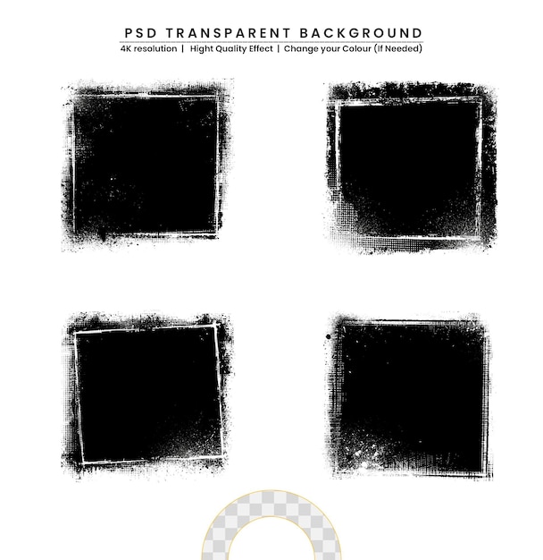 PSD black grunge poster on transparent background