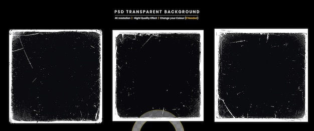 PSD black grunge poster on transparent background