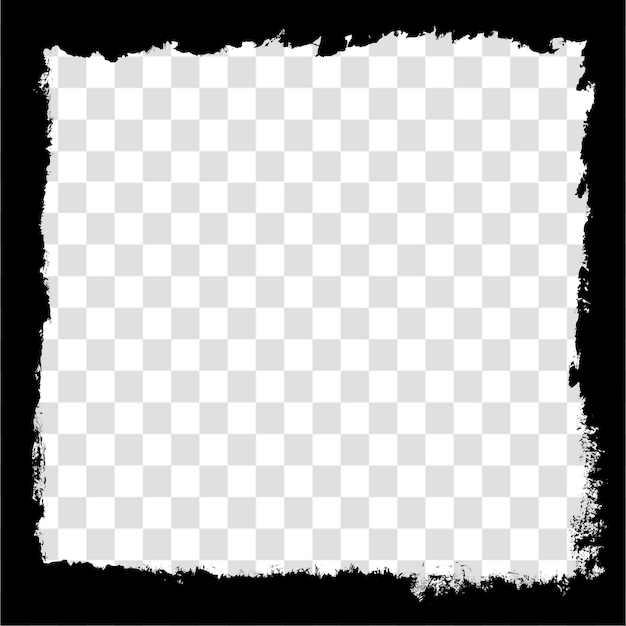 Black Grunge Texture Frame Element for Collage Layouts Isolated on a Transparent Background
