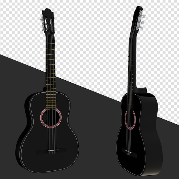 PSD rendering 3d della chitarra nera