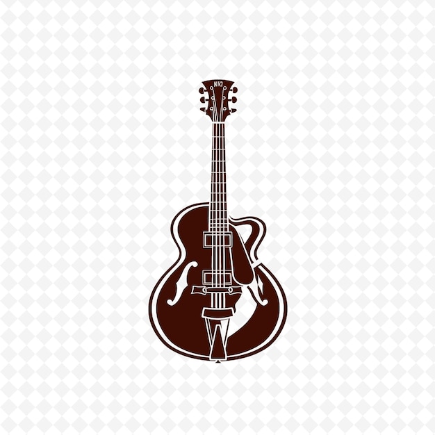 PSD a black guitar on a white background with a pattern of the words guitar on it