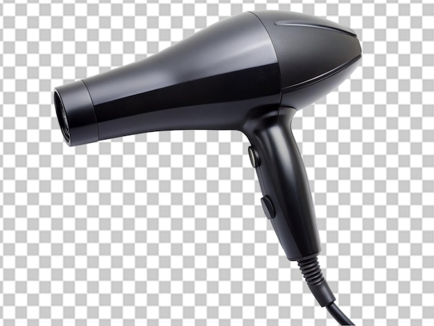 Black hair dryer isolated on transparent background