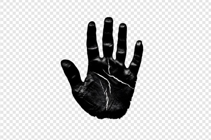 PSD black handprint with scratches on a transparent background