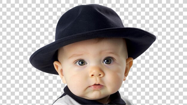 PSD black hat on baby isolated on transparent background