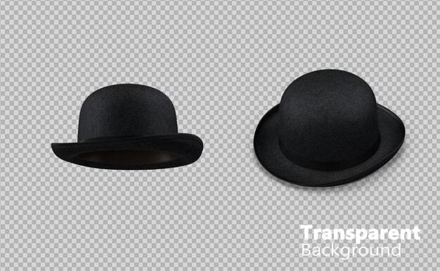 透明な背景の黒い帽子