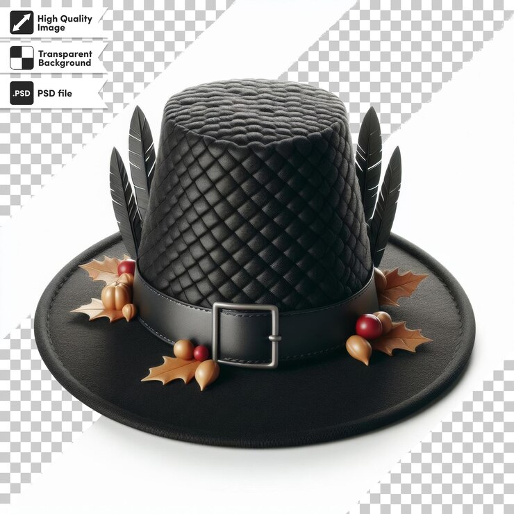 PSD a black hat with a black band that says  hat