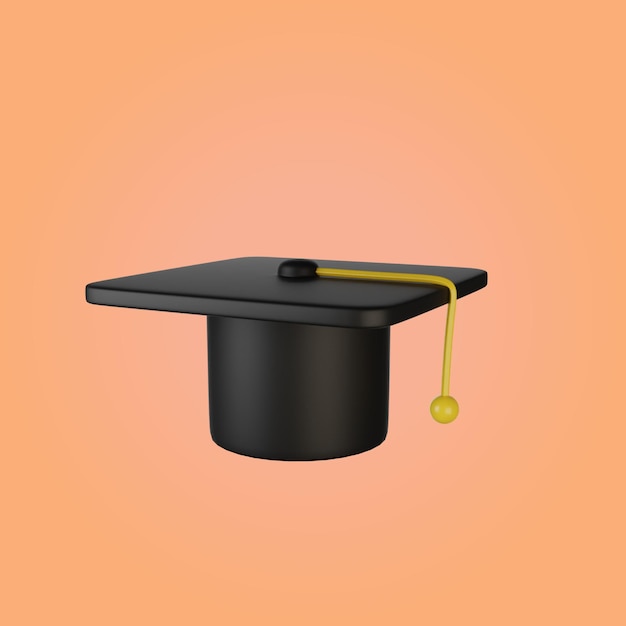 PSD a black hat with a gold tassel on it