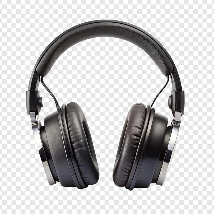 PSD a black headphone isolated on a transparent background