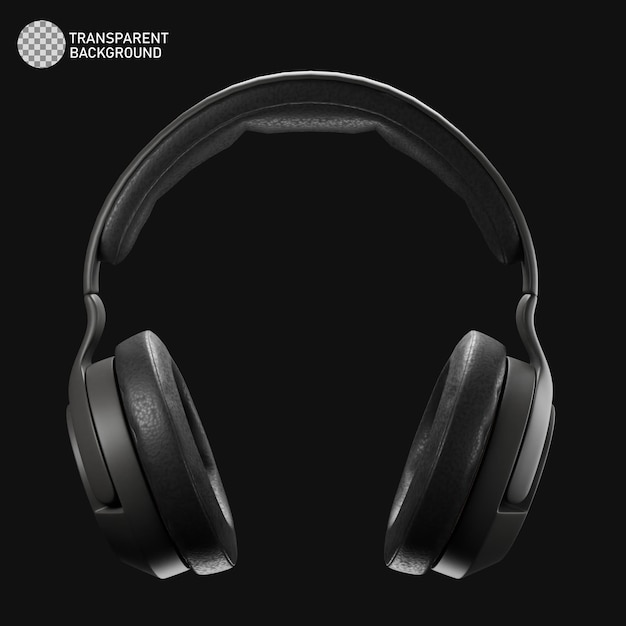 PSD a black headphones with the word transparent on the top.