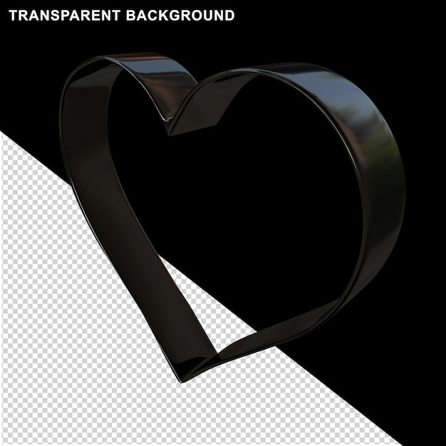 PSD black heart outline 3d