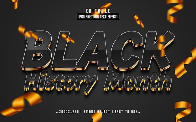 black history month 3d text effect style
