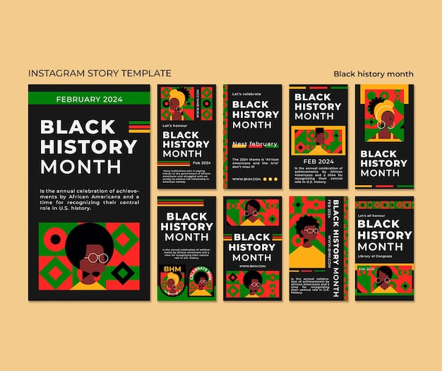 PSD black history month celebration instagram stories