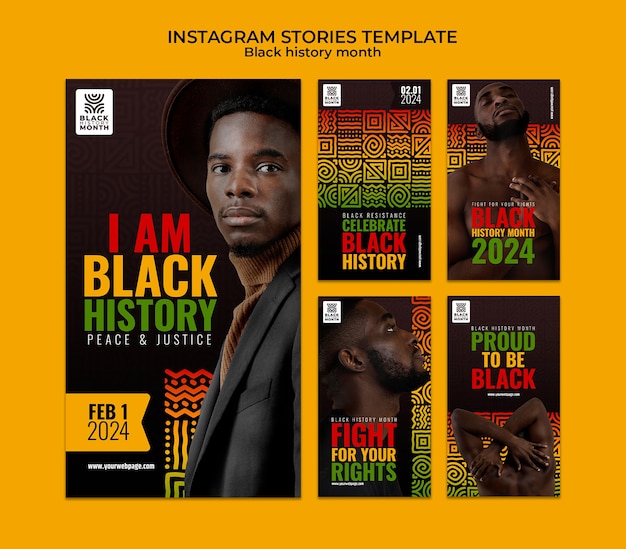 PSD black history month celebration instagram stories