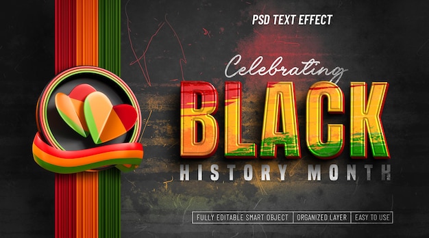 PSD black history month editable text effect