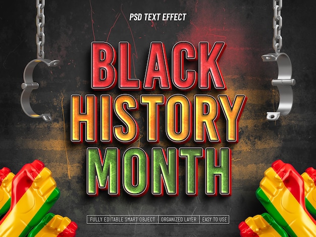 PSD black history month editable text effect