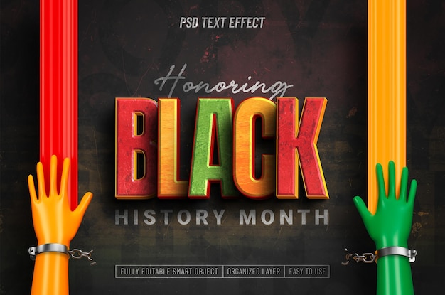 PSD black history month editable text effect