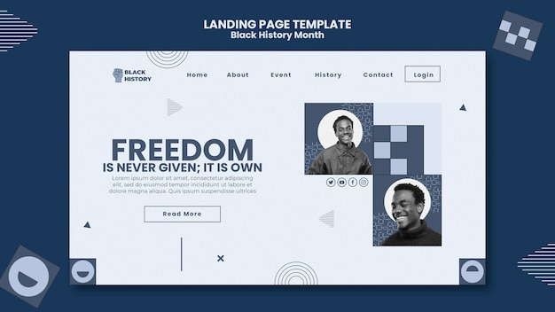 PSD black history month landing page design