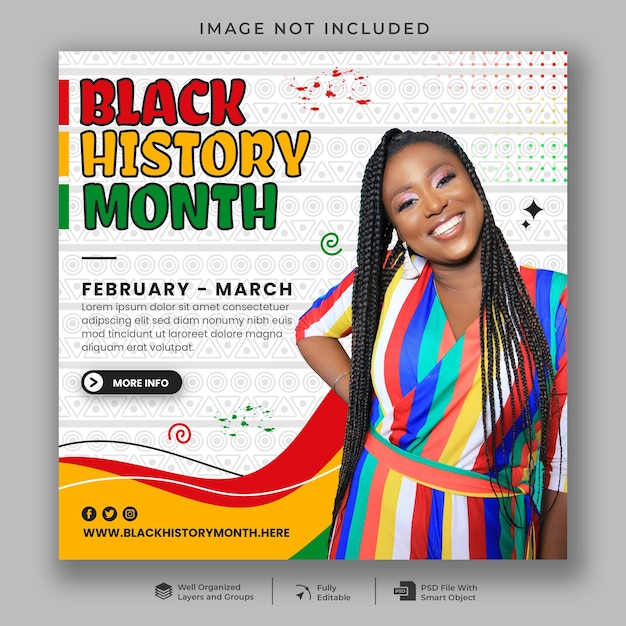 PSD black history month social media banner template