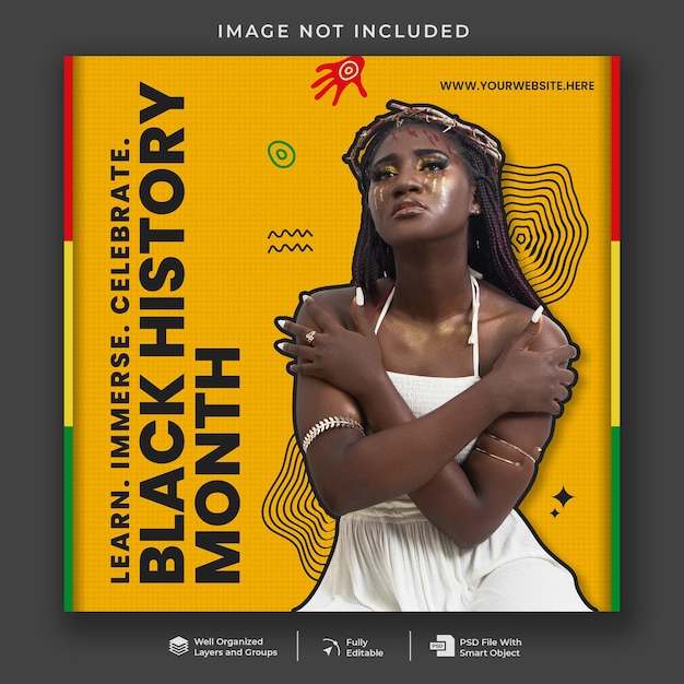 PSD black history month social media banner template