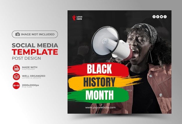 PSD black history month social media post design