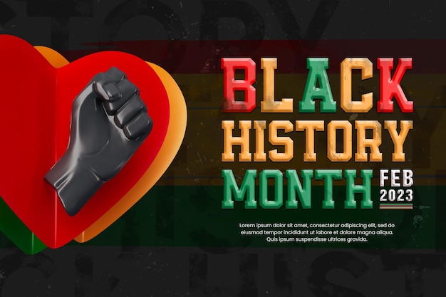 PSD black history month social media post template with 3d hand