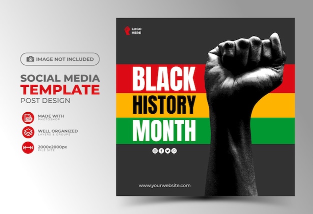 PSD black history month social media post template