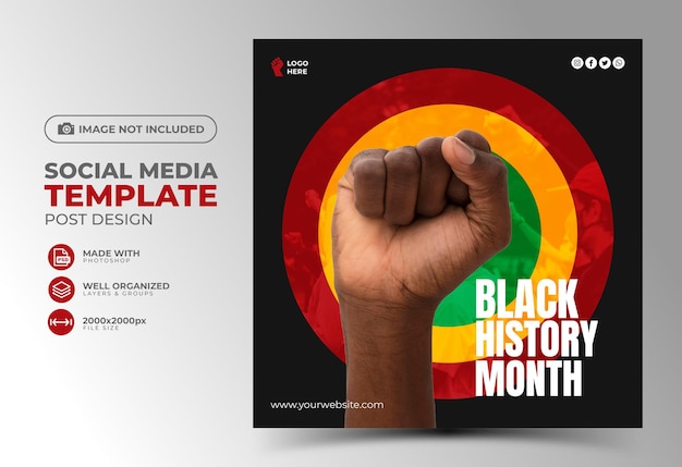 PSD black history month social media postontwerp