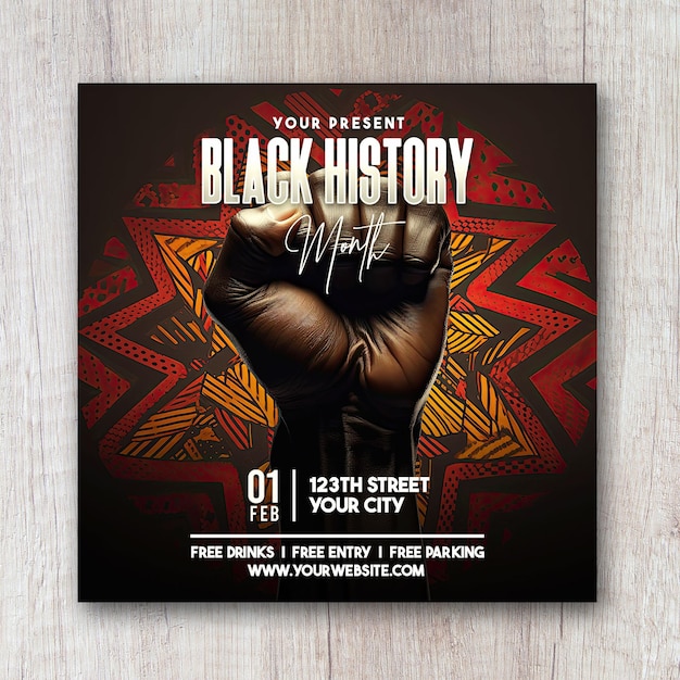 PSD black history month square flyer social media post design banner