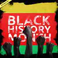 PSD black history month square post design with raised fists