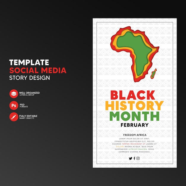 PSD black history month story template
