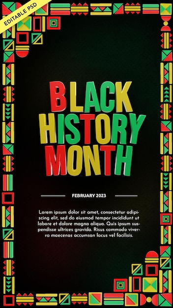 PSD black history month vertical template design