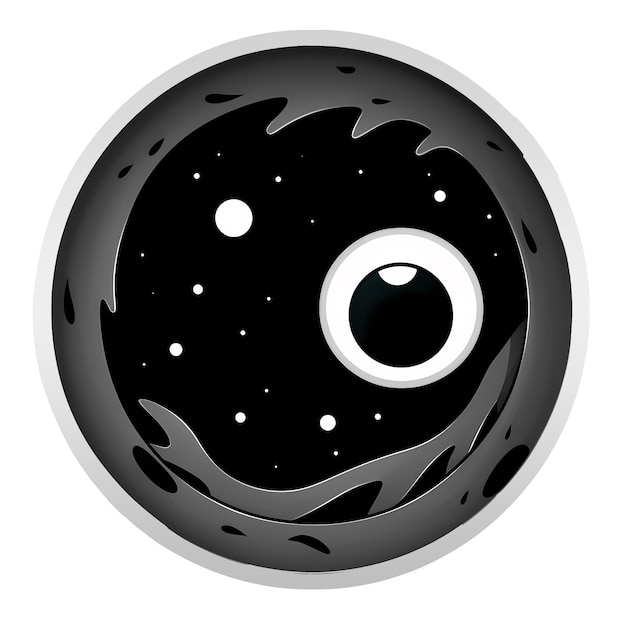 PSD black hole kawaii sticker png transparent file